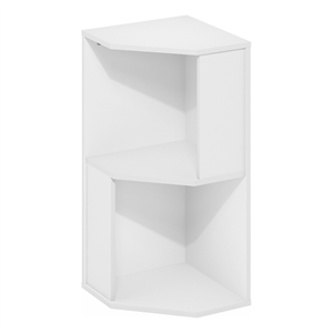 Pemberly Row 2-Tier Freestanding Corner Shelf Bookcase in Bookshelf in White