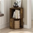 Pemberly Row 2-Tier Freestanding Corner Shelf Bookcase in Bookshelf Amber Pine