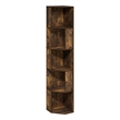 Pemberly Row 5-Tier Freestanding Corner Shelf Bookcase in Bookshelf Amber Pine