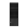 Pemberly Row 3-Tier Shelf Bookcase with 1 Door Storage Cabinet in Blackwood