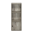 Pemberly Row 3-Tier Shelf Bookcase with 1 Door Storage Cabinet in French Oak