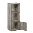 Pemberly Row 3-Tier Shelf Bookcase with 1 Door Storage Cabinet in French Oak