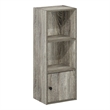 Pemberly Row 3-Tier Shelf Bookcase with 1 Door Storage Cabinet in French Oak