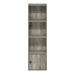 Pemberly Row 4-Tier Shelf Bookcase with 1 Door Storage Cabinet in French Oak