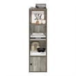 Pemberly Row 4-Tier Shelf Bookcase with 1 Door Storage Cabinet in French Oak