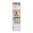 Pemberly Row 4-Tier Shelf Bookcase with 1 Door Storage Cabinet in White