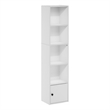 Pemberly Row 5-Tier Shelf Bookcase with 1 Door Storage Cabinet in White