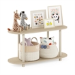 Pemberly Row Turn-N-Tube No Tools Modern Oval Side Table in Bauhaus Oak/Beige