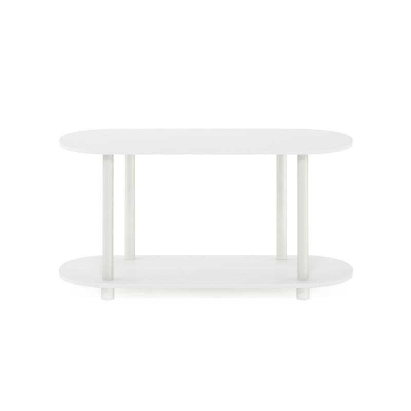 Pemberly Row Turn-N-Tube No Tools Modern Oval Side Table in White