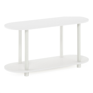 Pemberly Row Turn-N-Tube No Tools Modern Oval Side Table in White