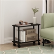 Pemberly Row Turn-N-Tube Rectangle End Table with Casters in Espresso