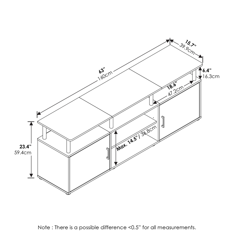 Pemberly Row TV Stand for TV up to 70-inch in Solid White/Black