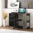Pemberly Row Engineered Wood Computer/Study Desk in French Oak Gray/Black