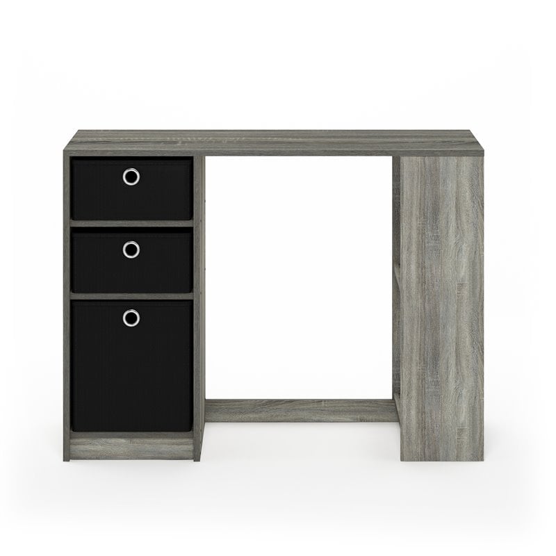 Pemberly Row Engineered Wood Computer/Study Desk in French Oak Gray/Black