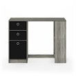 Pemberly Row Engineered Wood Computer/Study Desk in French Oak Gray/Black
