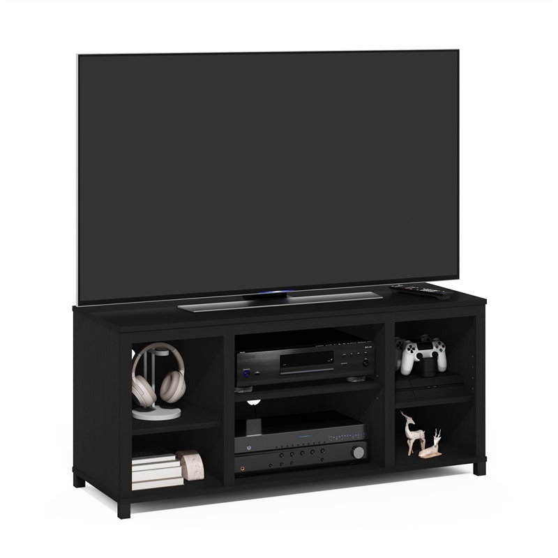 Pemberly Row TV Stand with Shelves for TV up to 55-inch in Americano