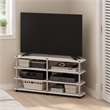 Pemberly Row Easy Assembly 4-Tier Corner TV Stand for White Oak/Stainless Steel