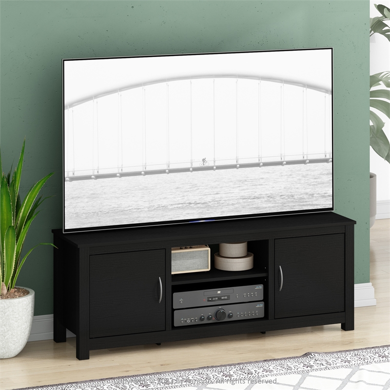 Pemberly Row Classic TV Stand with Storage for TV up to 65-inch in Americano