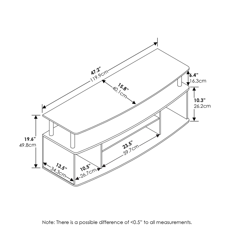 Pemberly Row Large Entertainment Center Hold up to 55-IN TV in French Oak/Black