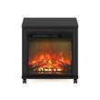 Pemberly Row Electric Fireplace End Table with Wheels in Americano