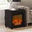 Pemberly Row Electric Fireplace End Table with Wheels in Americano