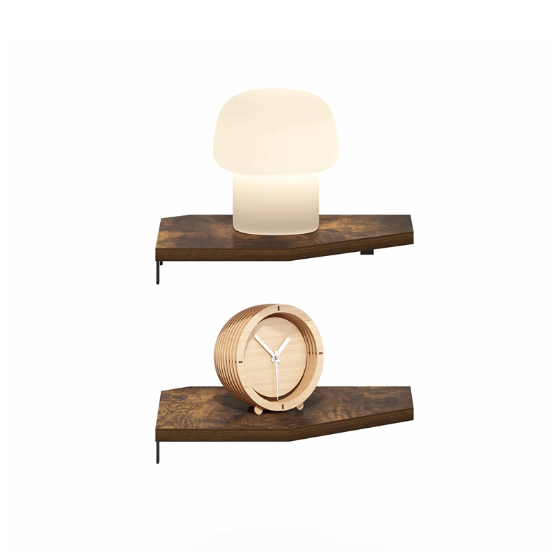 Pemberly Row Hexagon Corner Floating Shelves in Wall Mount Display Set of 2