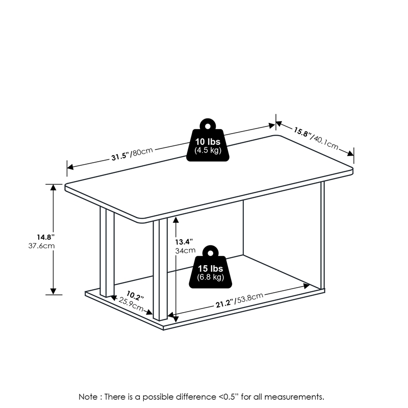 Pemberly Row Contemporary Living Coffee Table in White Finish