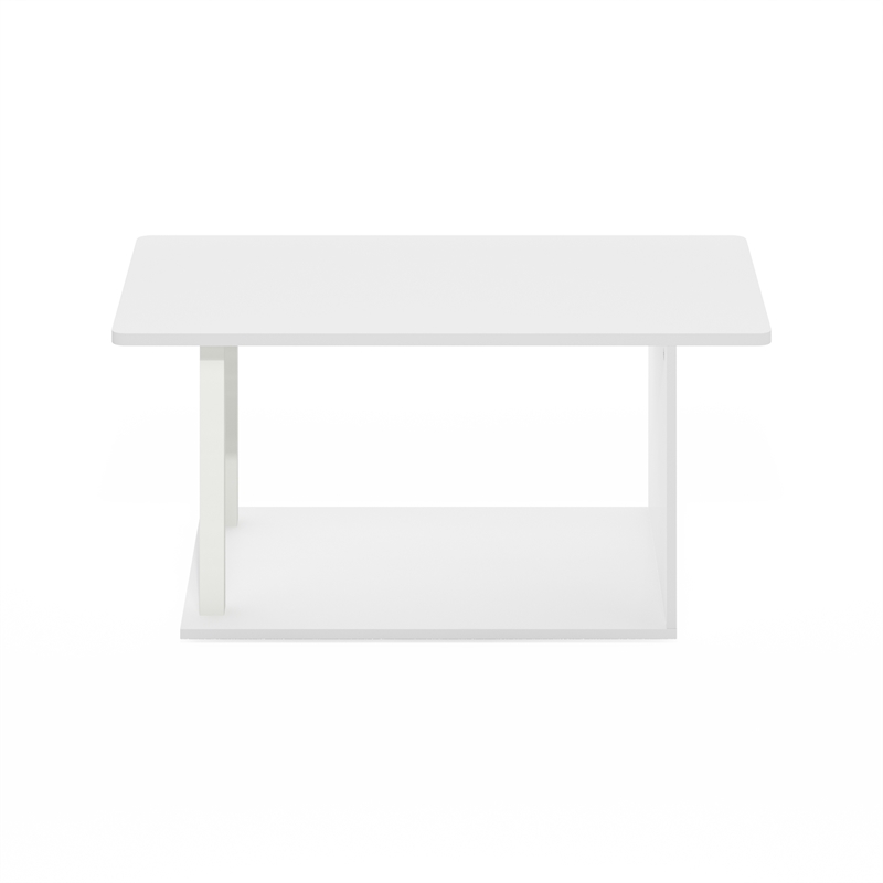 Pemberly Row Contemporary Living Coffee Table in White Finish