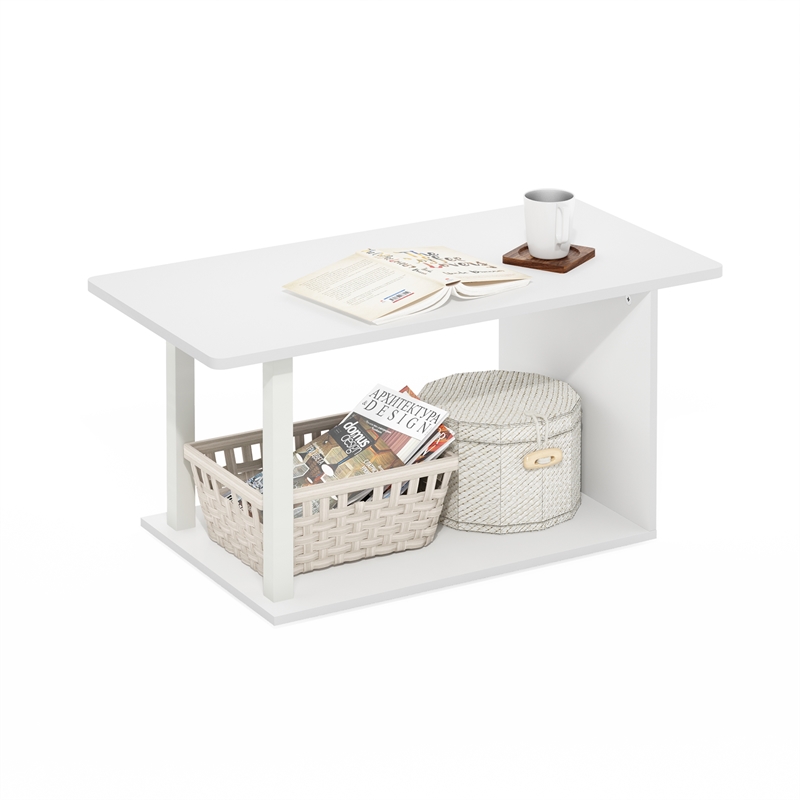 Pemberly Row Contemporary Living Coffee Table in White Finish