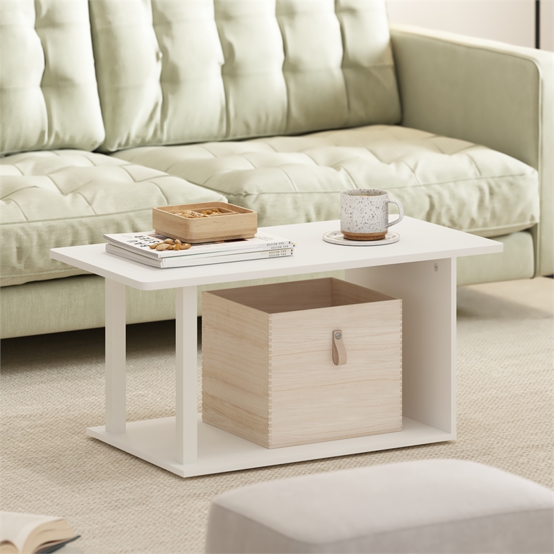 Pemberly Row Contemporary Living Coffee Table in White Finish
