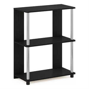 Pemberly Row Contemporary Bookcase in Americano in Stainless Steel Tubes