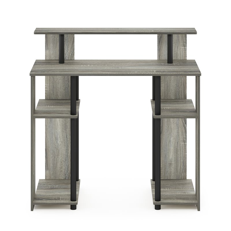 Pemberly Row Engineered Wood Computer/Writing Desk in French Oak Gray/Black