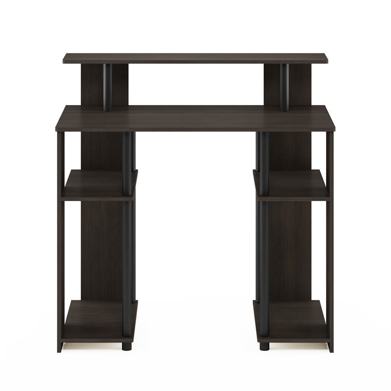 Pemberly Row Engineered Wood Simple Design Computer/Writing Desk in Walnut/Black