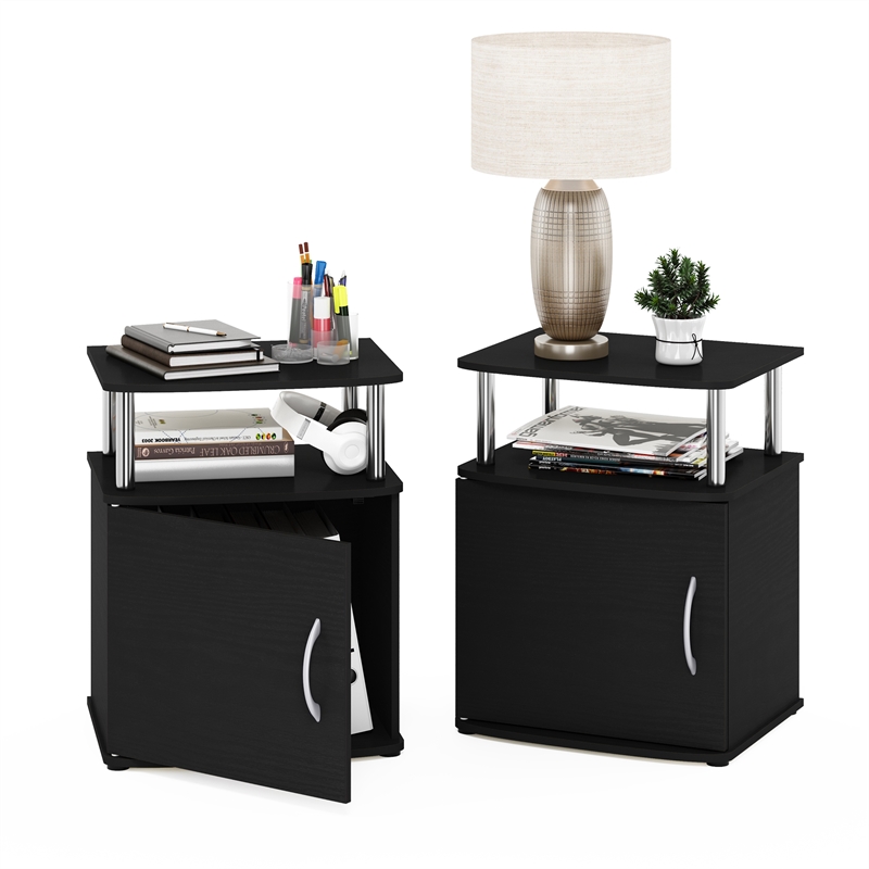Pemberly Row End Table in Americano in Stainless Steel Tubes