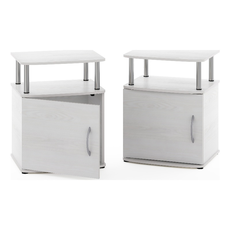 Pemberly Row End Table in White Oak in Stainless Steel Tubes