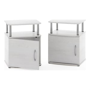 Pemberly Row End Table in White Oak in Stainless Steel Tubes