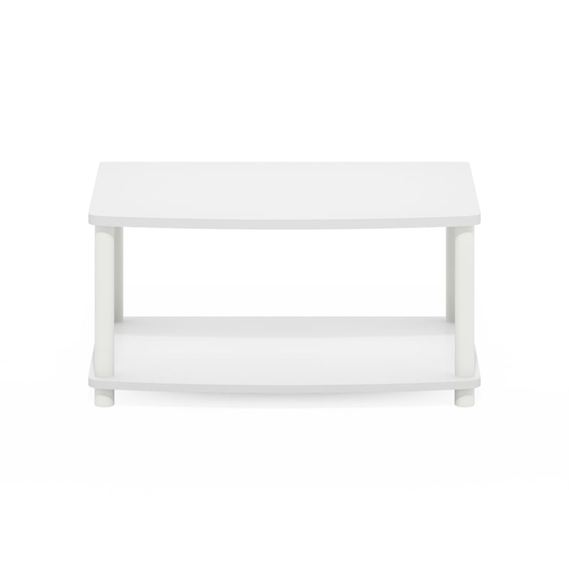 Pemberly Row Turn-N-Tube No Tools 2-Tier Elevated TV Stands in White
