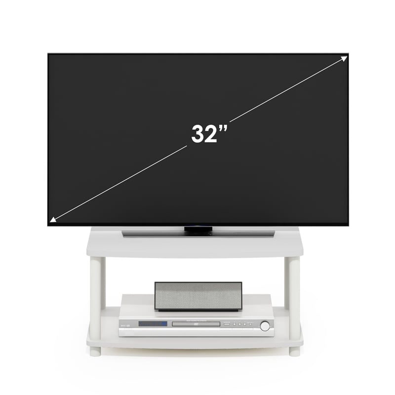 Pemberly Row Turn-N-Tube No Tools 2-Tier Elevated TV Stands in White
