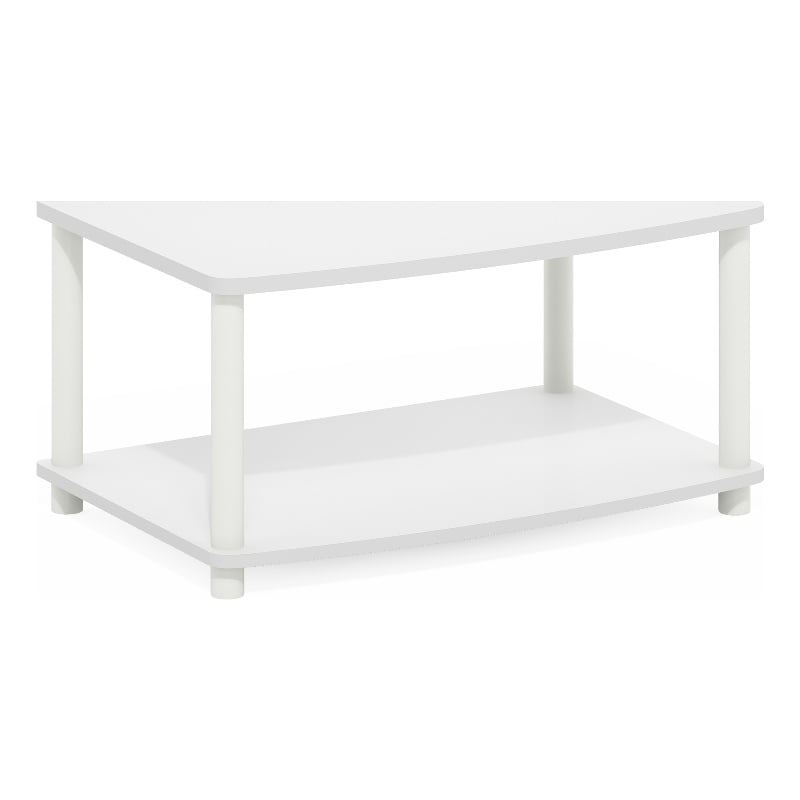 Pemberly Row Turn-N-Tube No Tools 2-Tier Elevated TV Stands in White