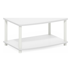 Pemberly Row Turn-N-Tube No Tools 2-Tier Elevated TV Stands in White
