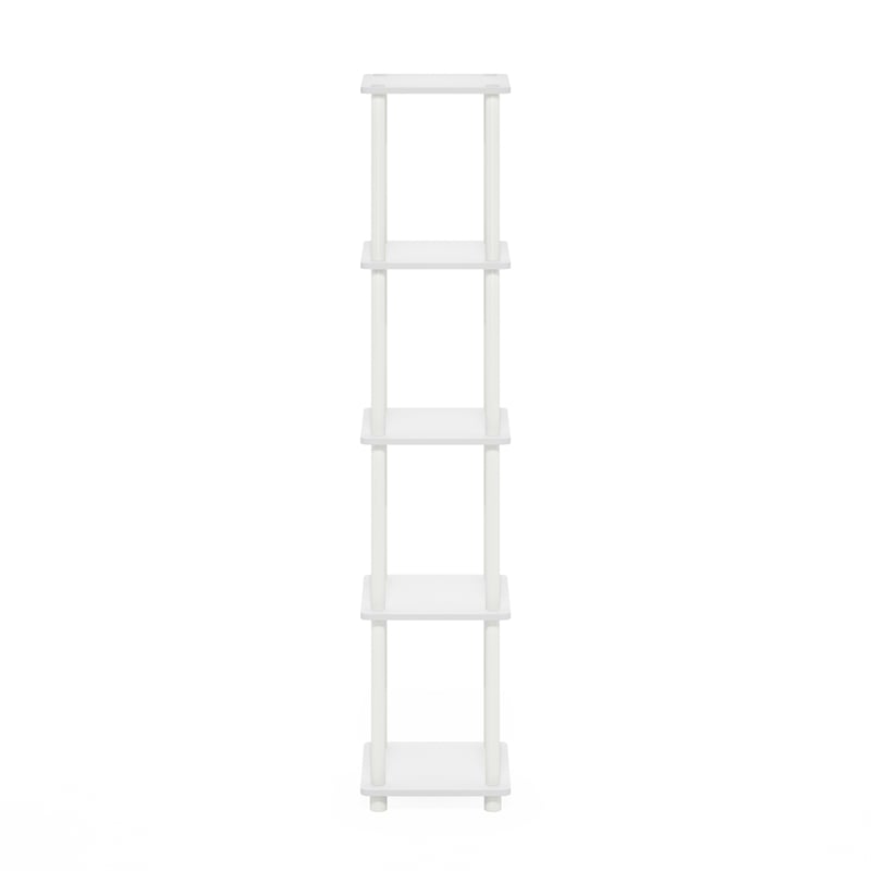 Pemberly Row Turn-N-Tube 5-Tier Corner Square Rack Display Shelf in White
