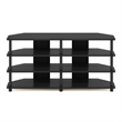 Pemberly Row Easy Assembly 4-Tier Corner TV Stand for TV up to Blackwood/Black