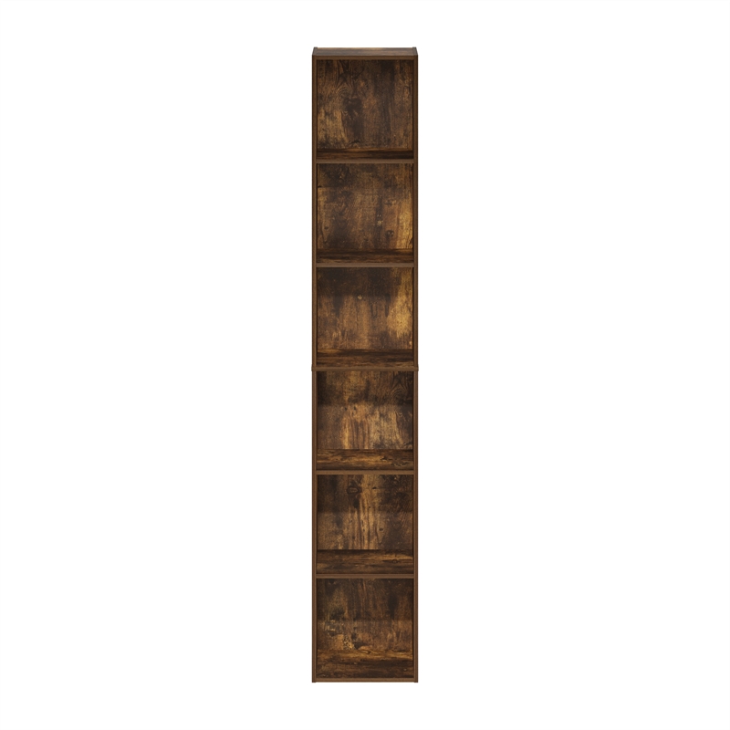 Pemberly Row Contemporary 6-Tier Open Shelf Bookcase in Amber Pine