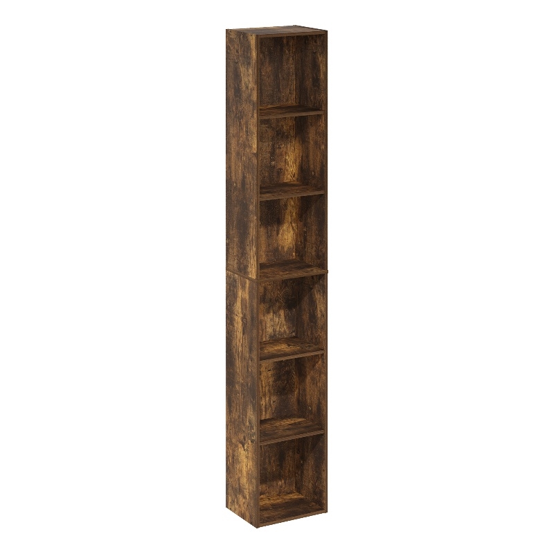 Pemberly Row Contemporary 6-Tier Open Shelf Bookcase in Amber Pine