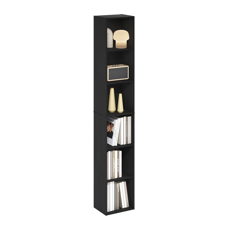 Pemberly Row Contemporary 6-Tier Open Shelf Bookcase in Blackwood