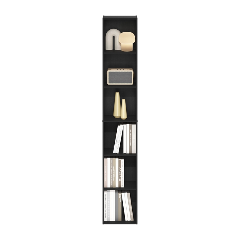 Pemberly Row Contemporary 6-Tier Open Shelf Bookcase in Blackwood