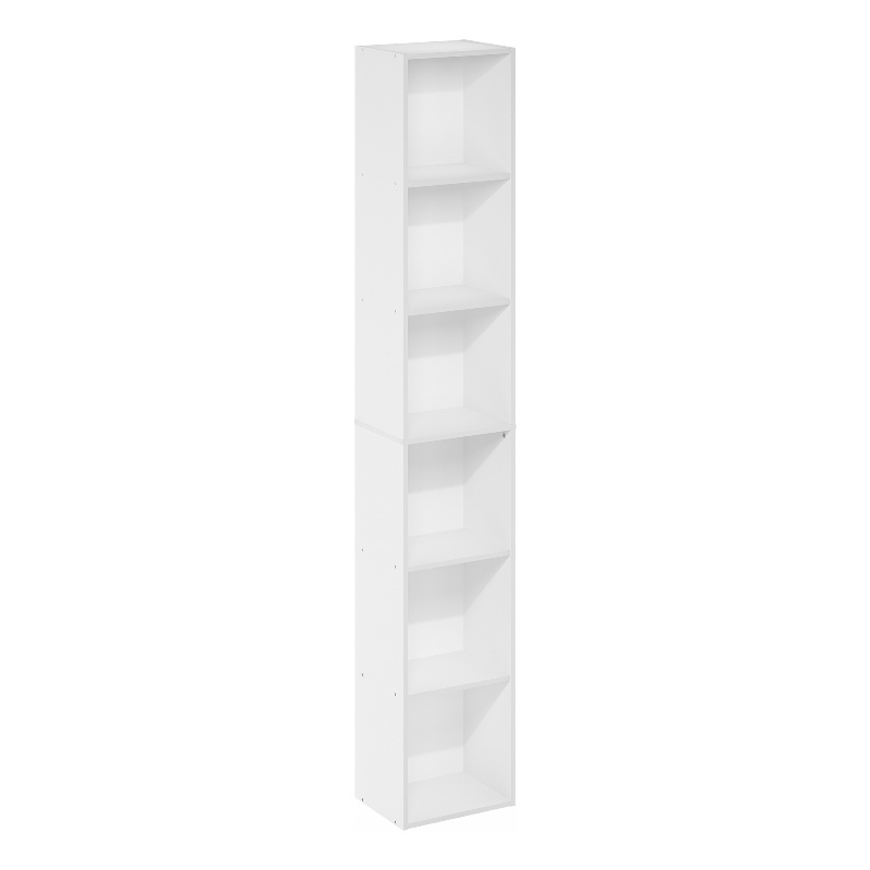 Pemberly Row Contemporary 6-Tier Open Shelf Bookcase in White