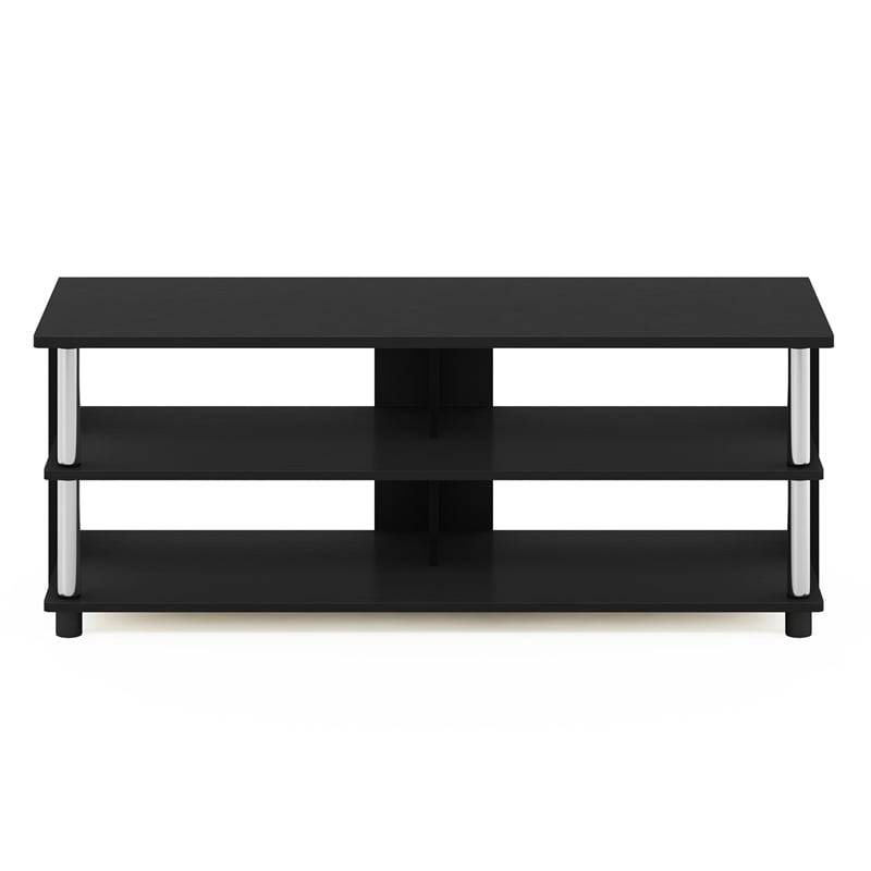 Pemberly Row 3-Tier TV Stand for TV up to 48 in Americano Stainless Steel Tubes