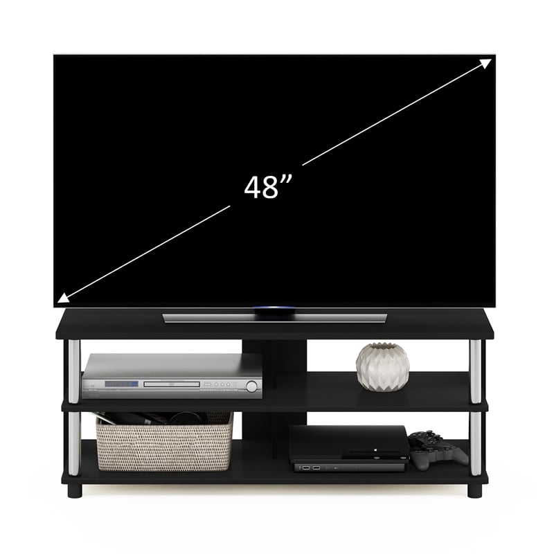 Pemberly Row 3-Tier TV Stand for TV up to 48 in Americano Stainless Steel Tubes