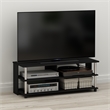 Pemberly Row 3-Tier TV Stand for TV up to 48 in Americano Stainless Steel Tubes